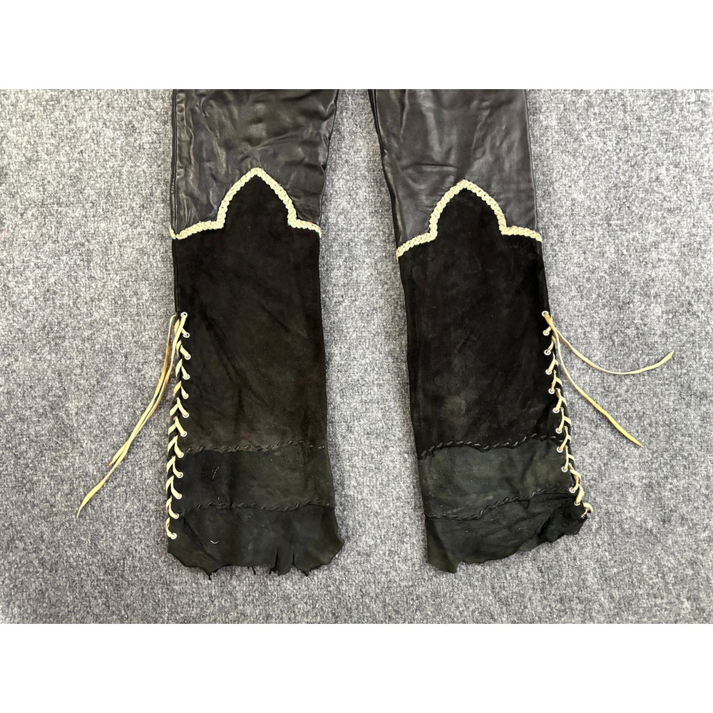 Michelle Julene Couture Leather Pants Concho Western Beaded Rare Boho Black VTG - Picture 11 of 16
